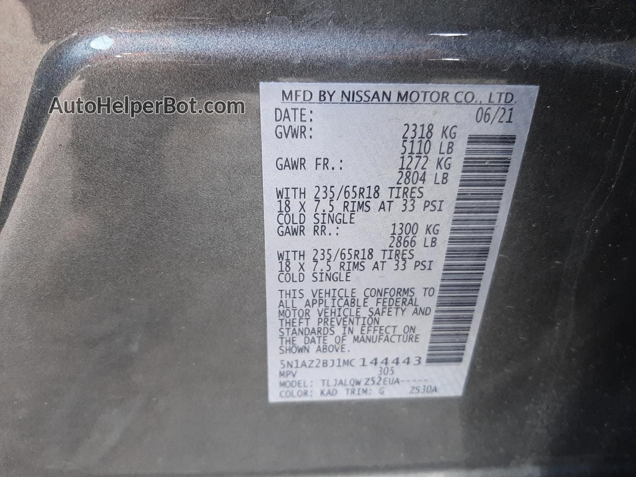2021 Nissan Murano Sv Угольный vin: 5N1AZ2BJ1MC144443