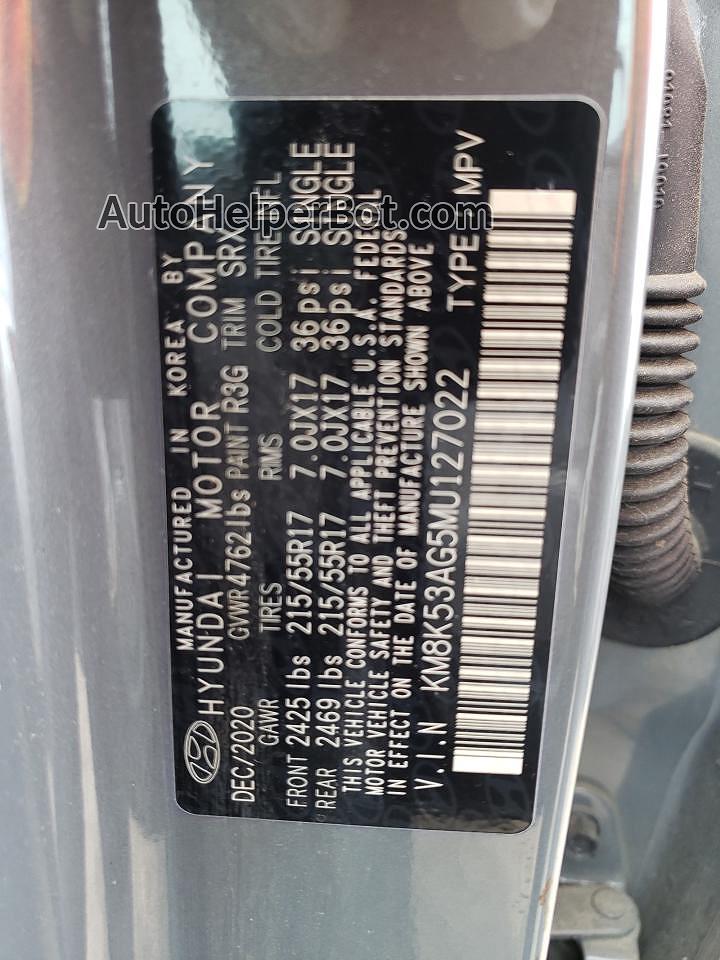 2021 Hyundai Kona Ultimate Серый vin: KM8K53AG5MU127022