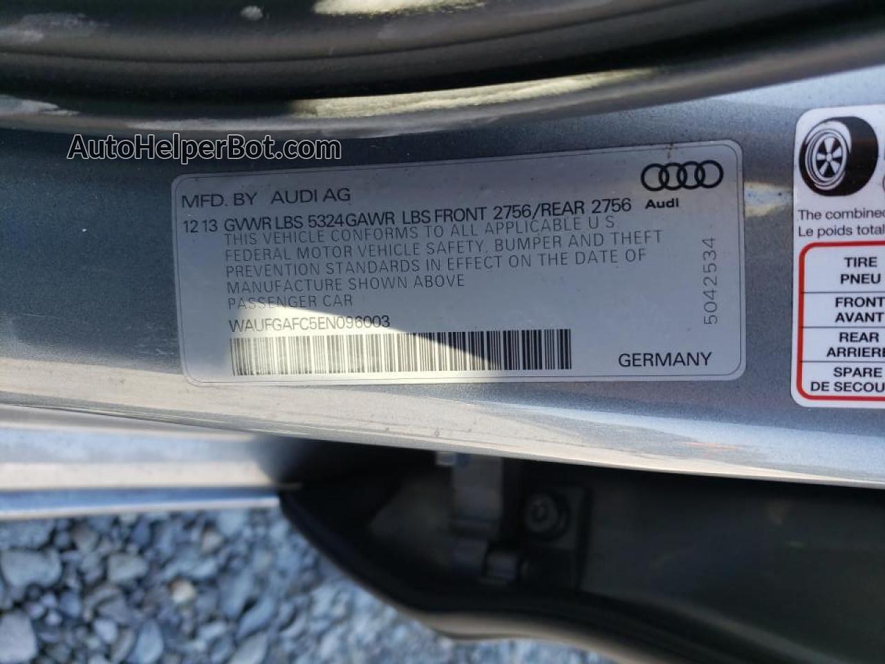 2014 Audi A6 Premium Plus Серый vin: WAUFGAFC5EN096003